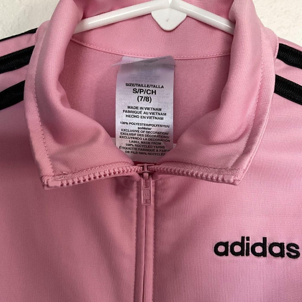NEW ADIDAS STRIPED TRACK JACKET PINK/BLACK - Picture 7 of 9